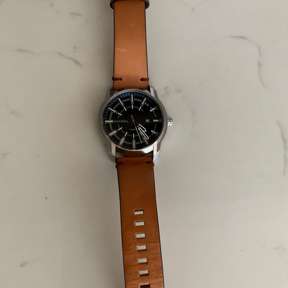 Diesel Men's Stainless Steel Armbar Brown Leather